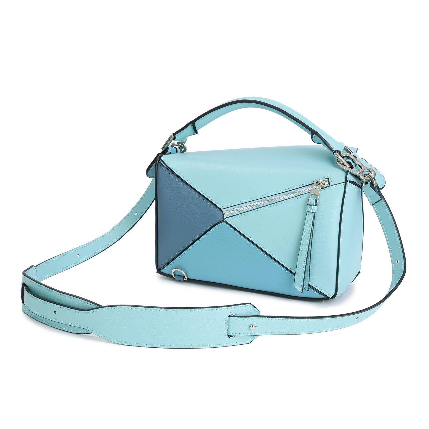Geometric Pattern Leather Shoulder Bag