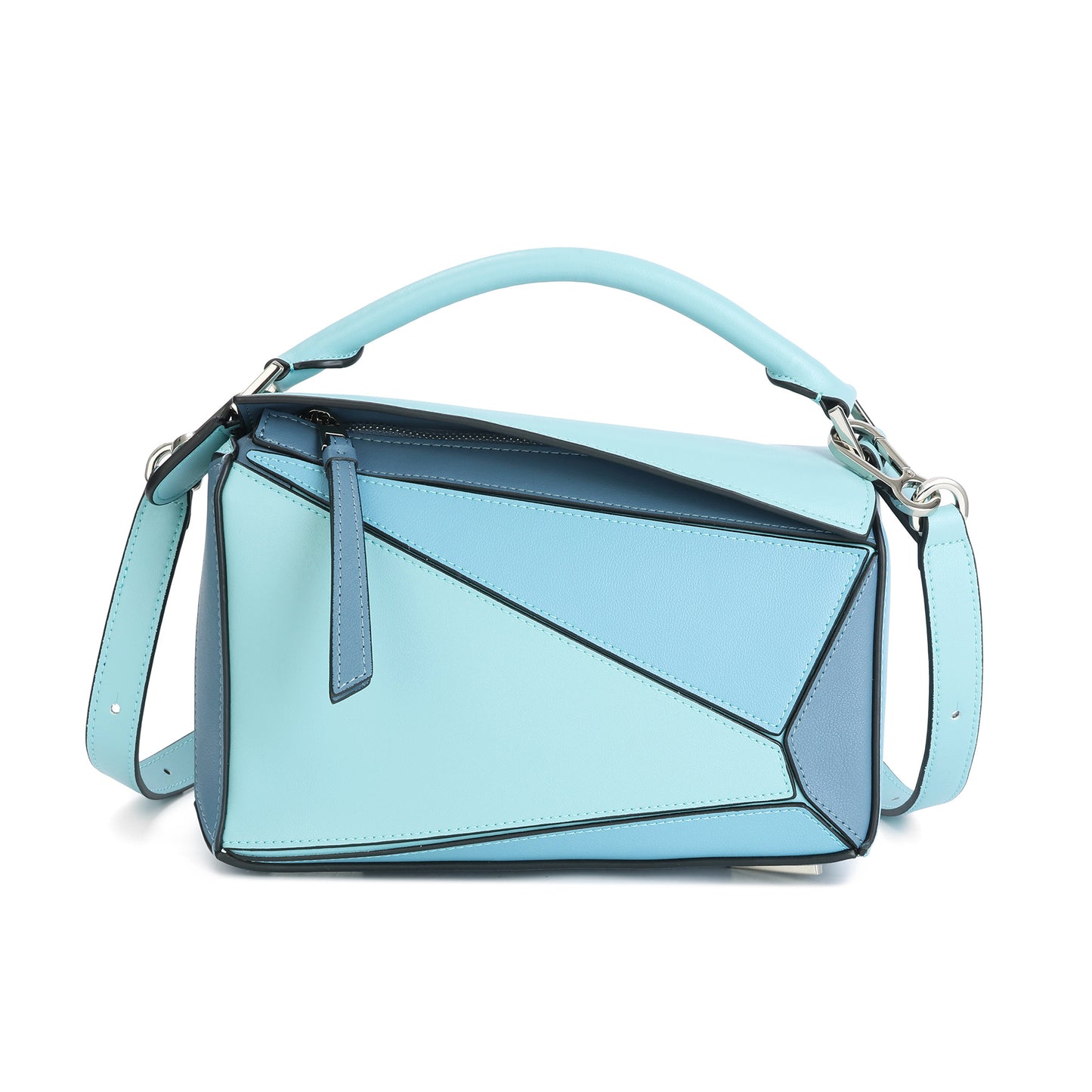 Geometric Pattern Leather Shoulder Bag
