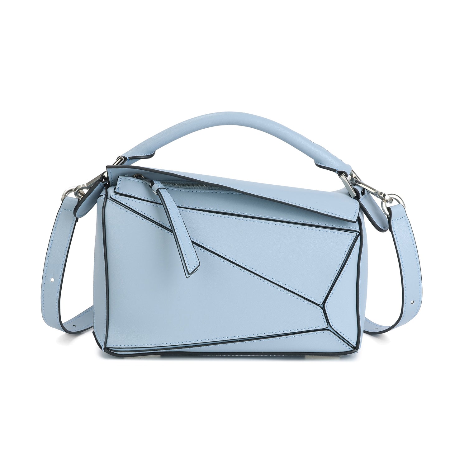 Geometric Pattern Leather Shoulder Bag
