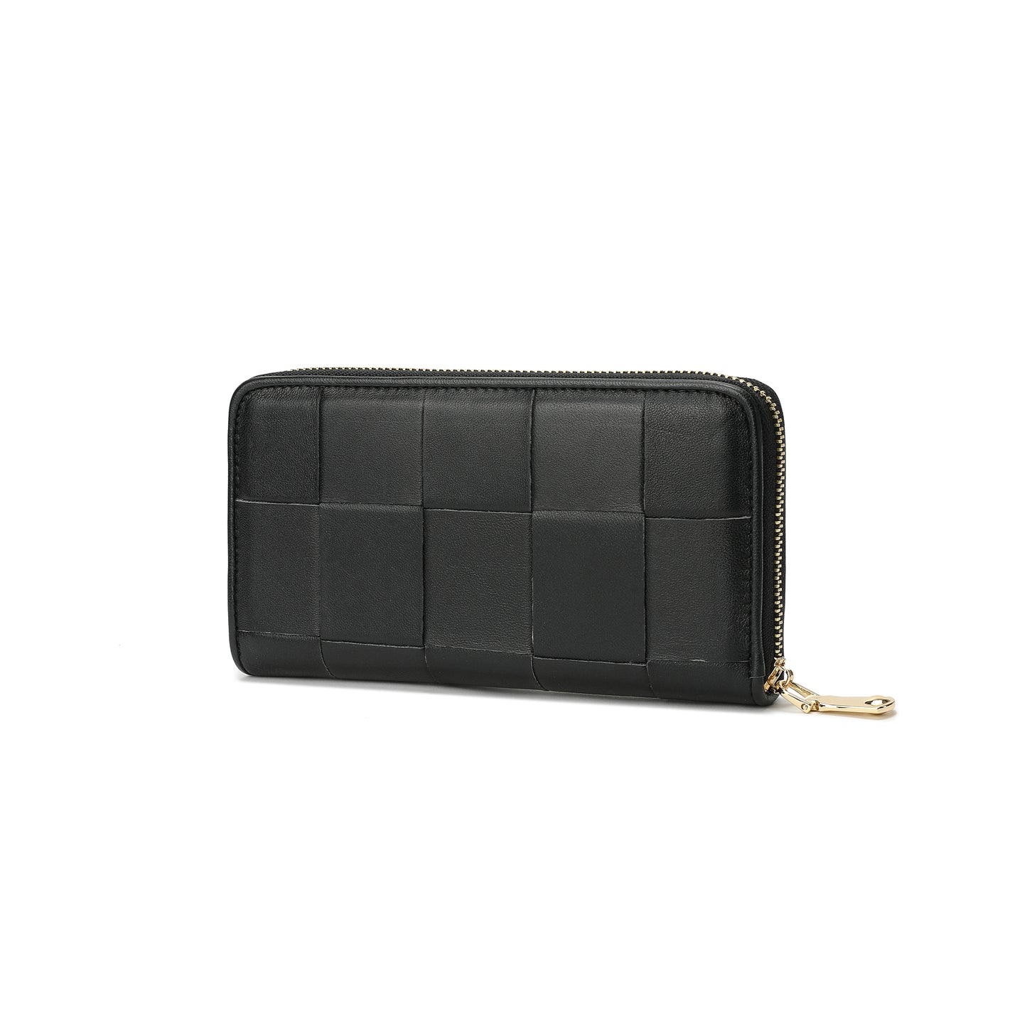 Woven Leather Zip-Around Wallet