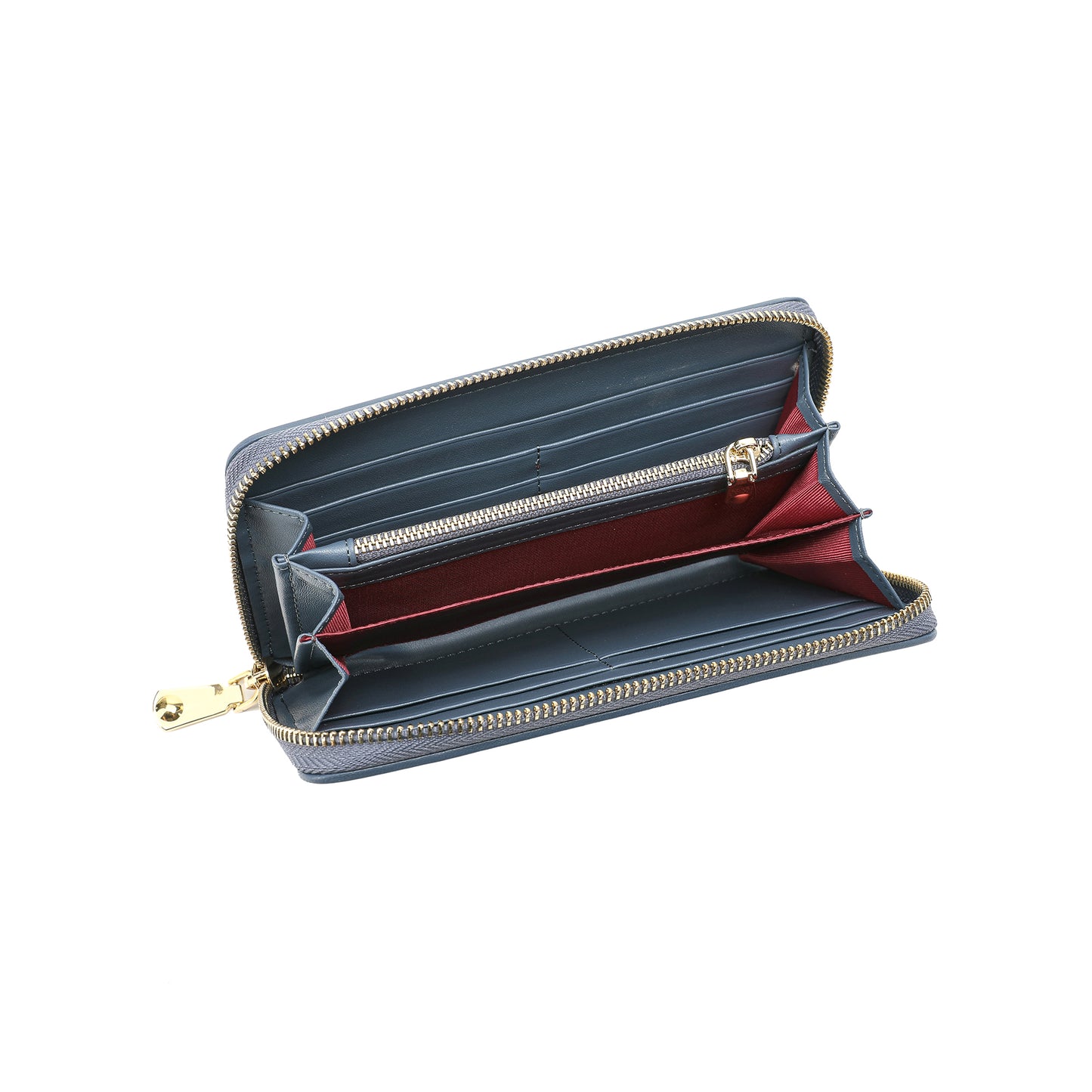 Woven Leather Zip-Around Wallet