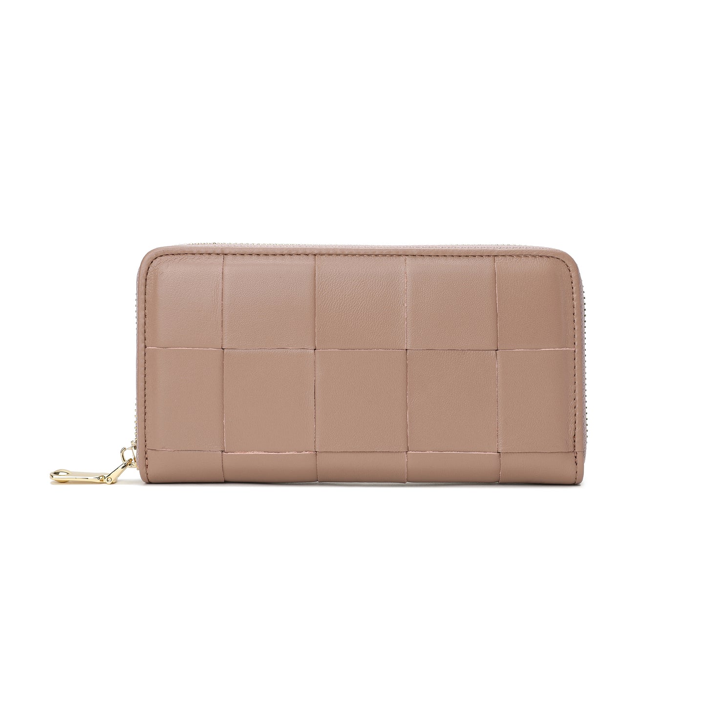 Woven Leather Zip-Around Wallet