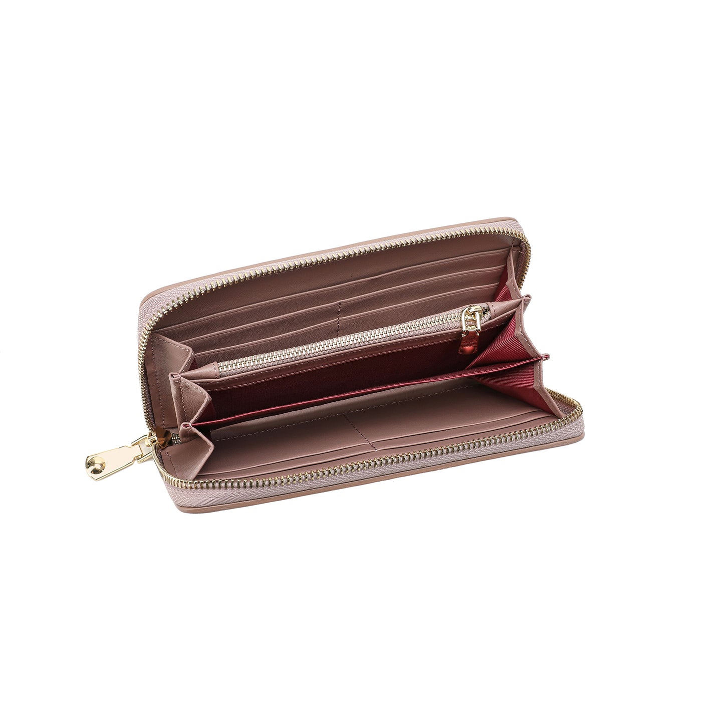 Woven Leather Zip-Around Wallet