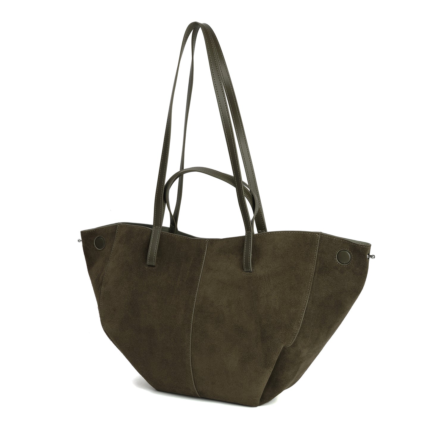 Suede & Leather Convertible Tote Bag