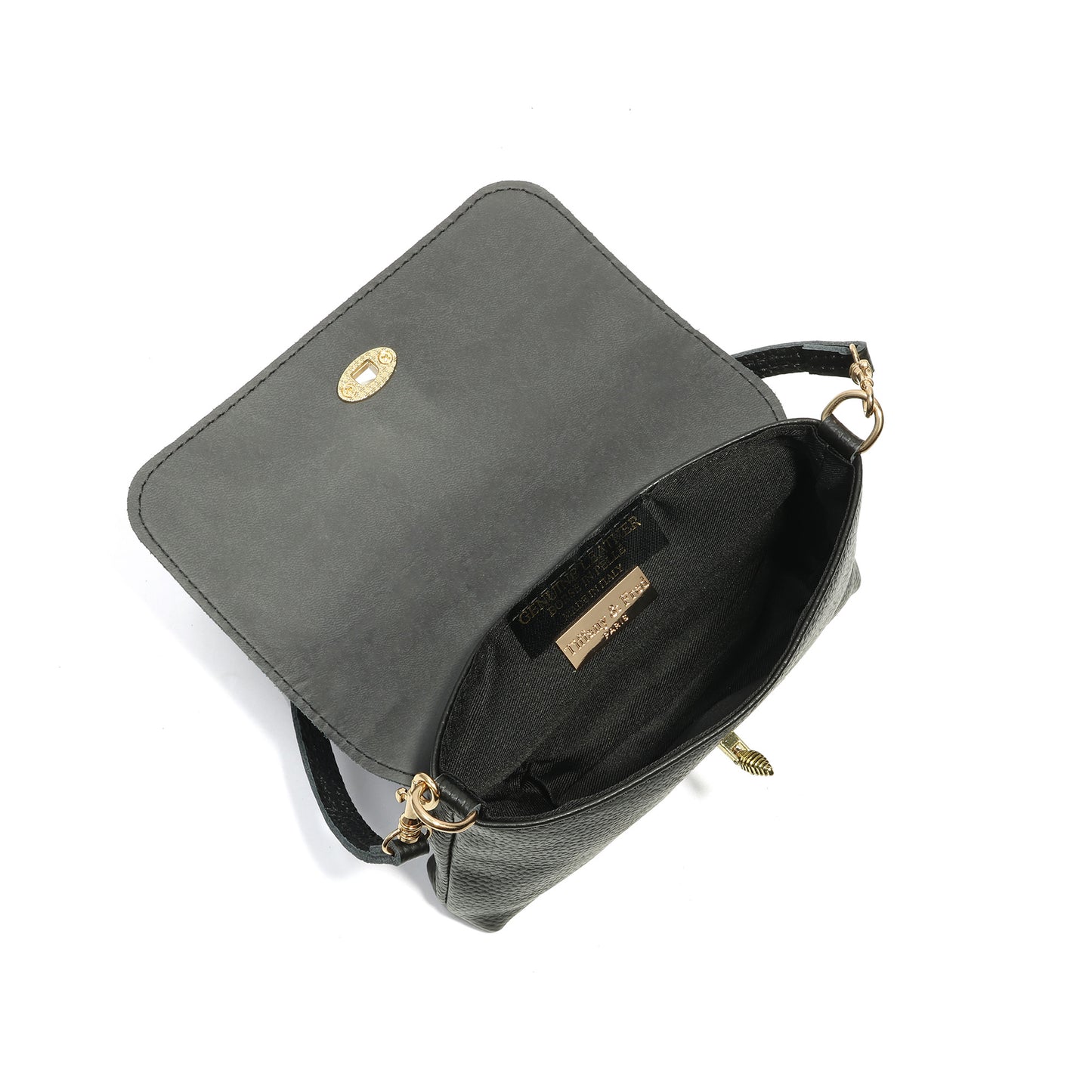 Metallic Leather Bee Embellished Shoulder Bag with Chain Strap