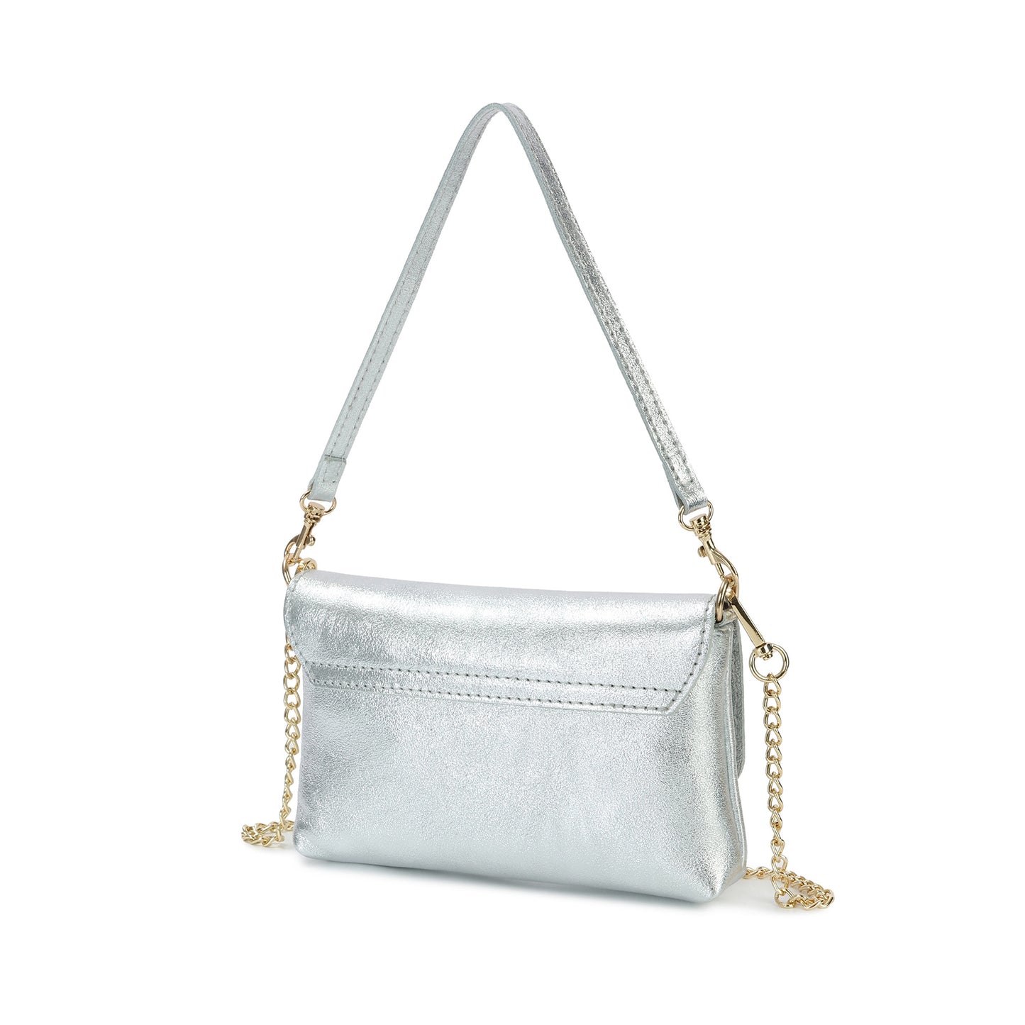 Metallic Leather Bee Embellished Shoulder Bag with Chain Strap