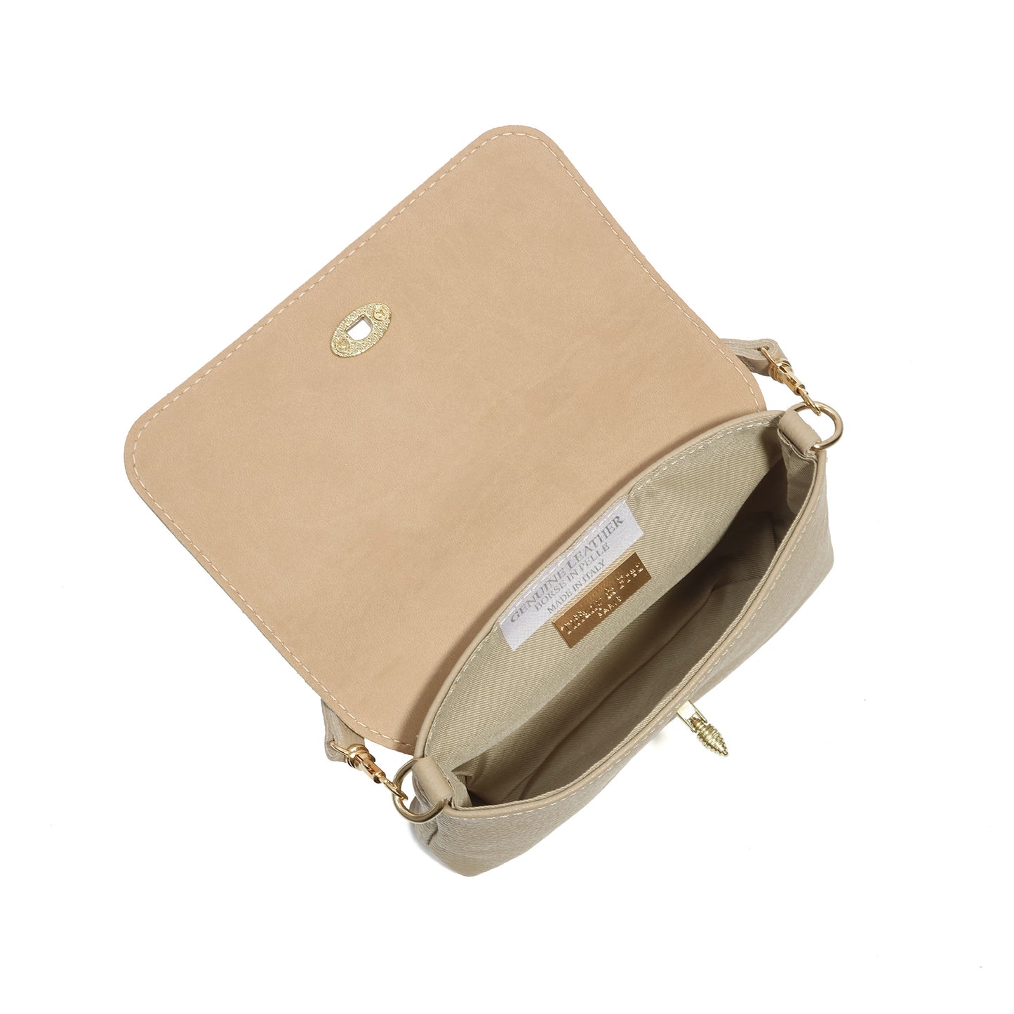 Metallic Leather Bee Embellished Shoulder Bag with Chain Strap