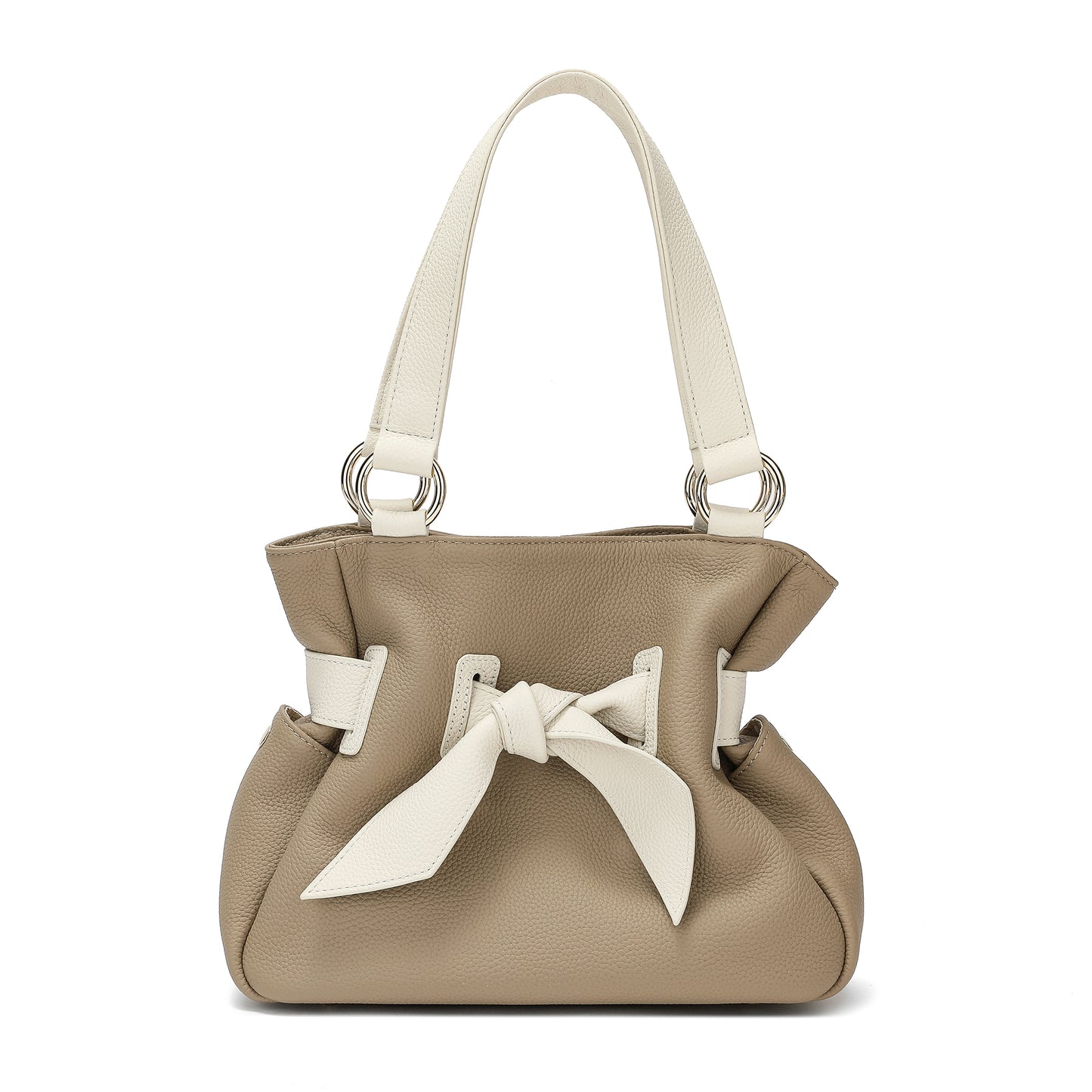 Full-Grain Soft Leather Bow Bag