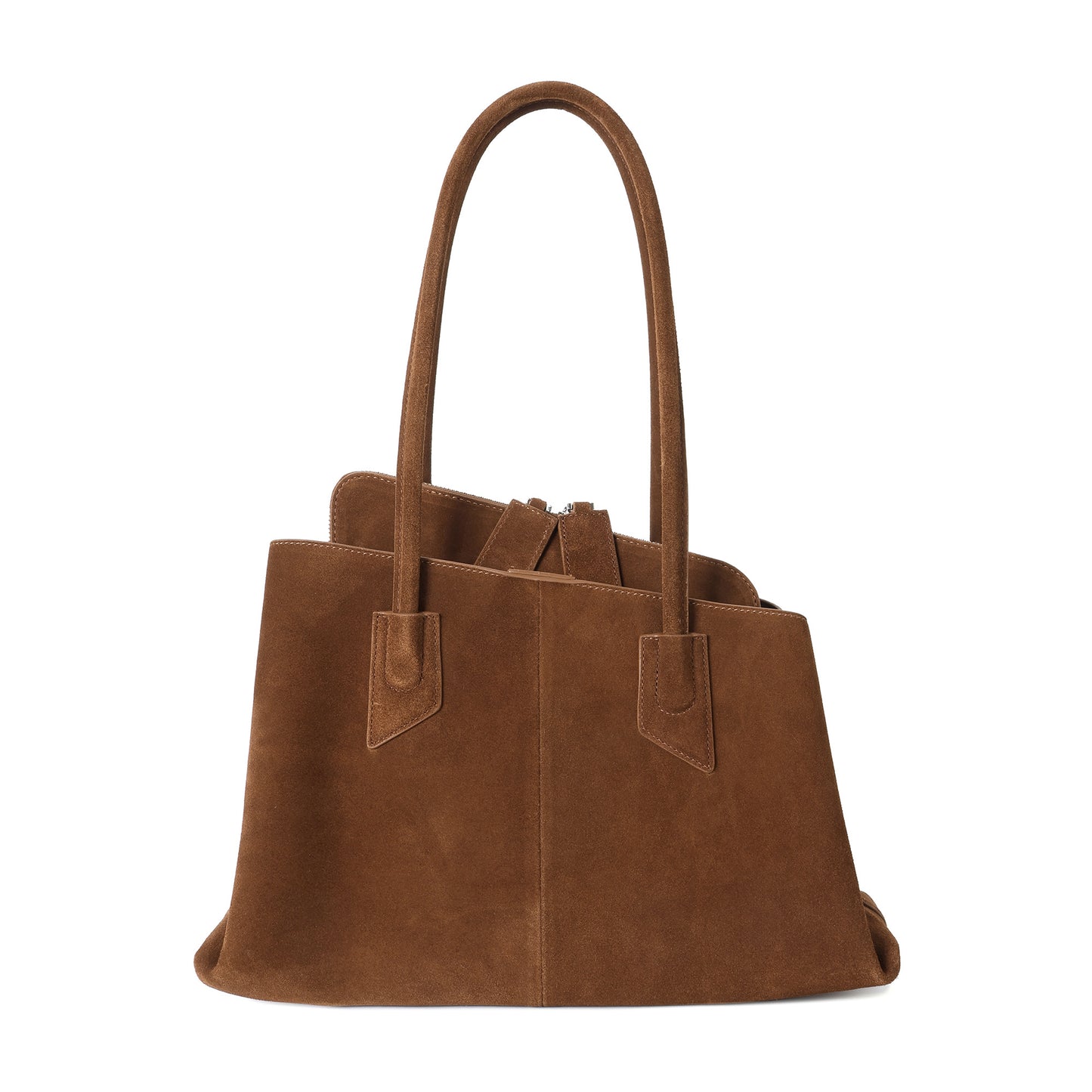 Suede Leather Structured Tote Bag with Dual Compartments