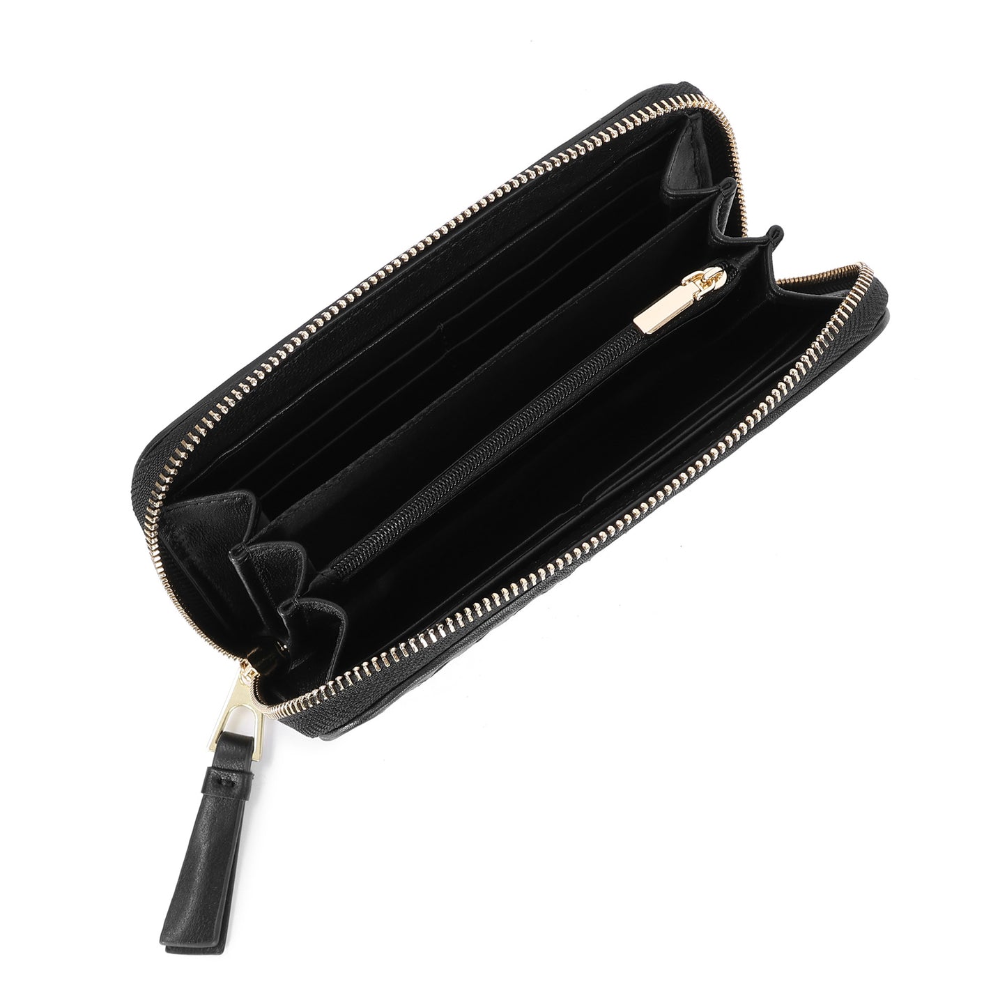 Woven Zip-Around Leather Wallet