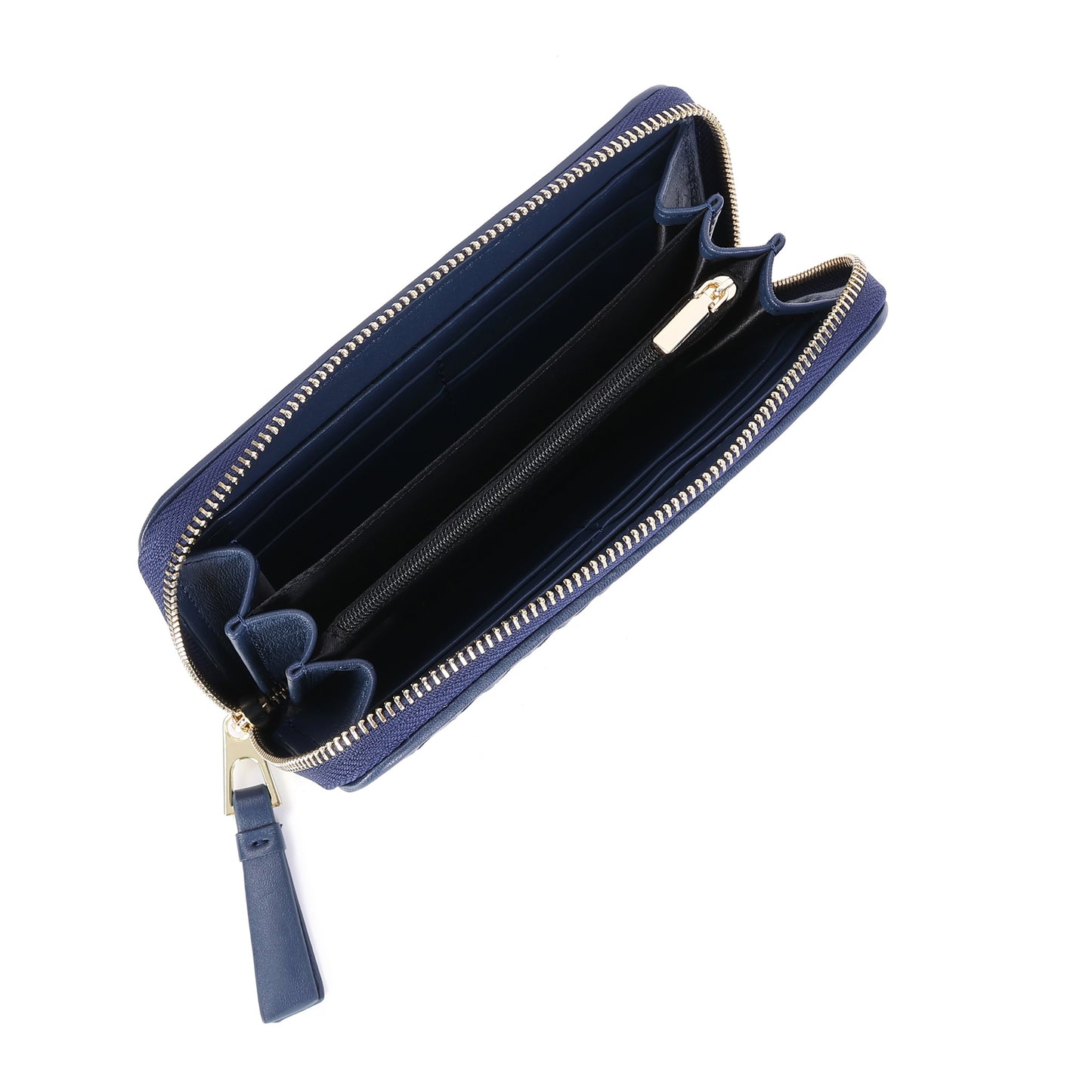 Woven Zip-Around Leather Wallet