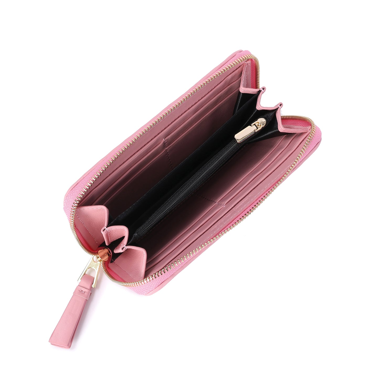 Woven Zip-Around Leather Wallet