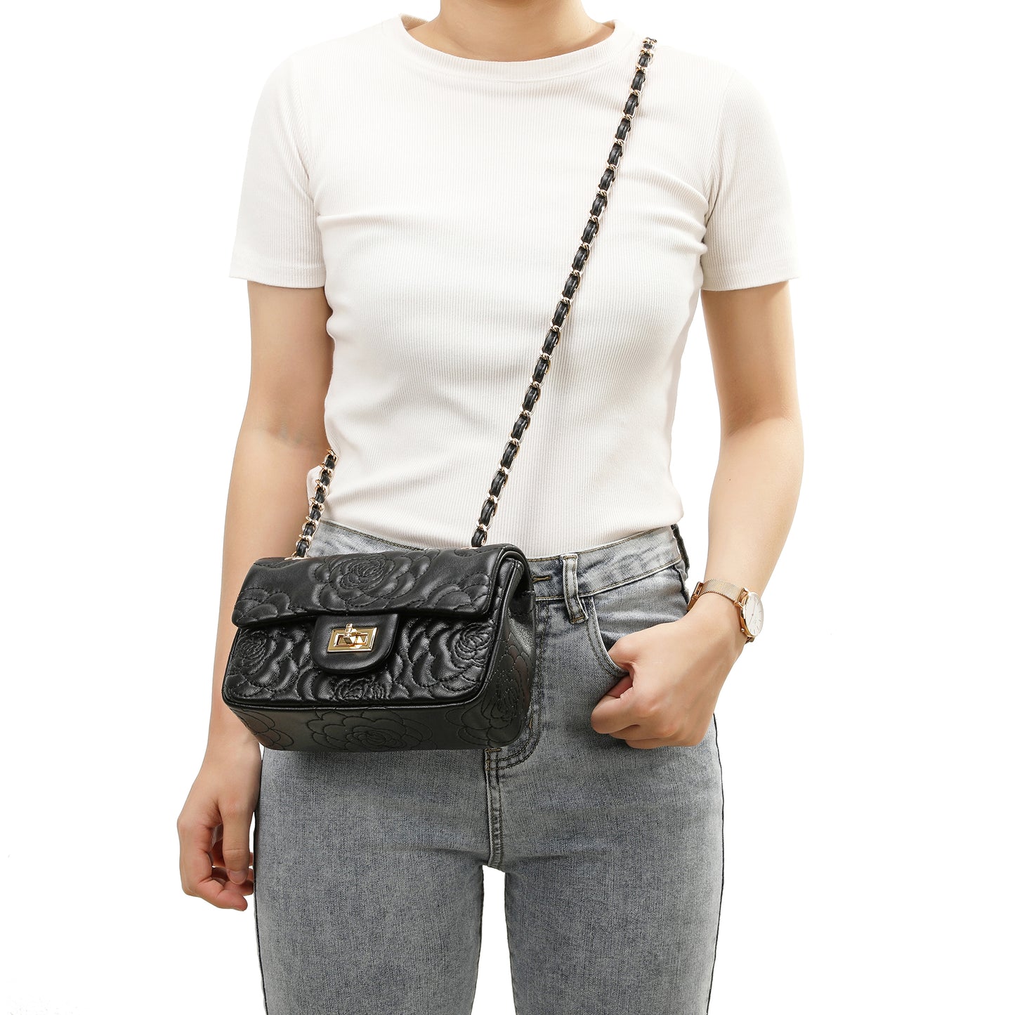 Tiffany & Fred Quilted Sheepskin Crossbody