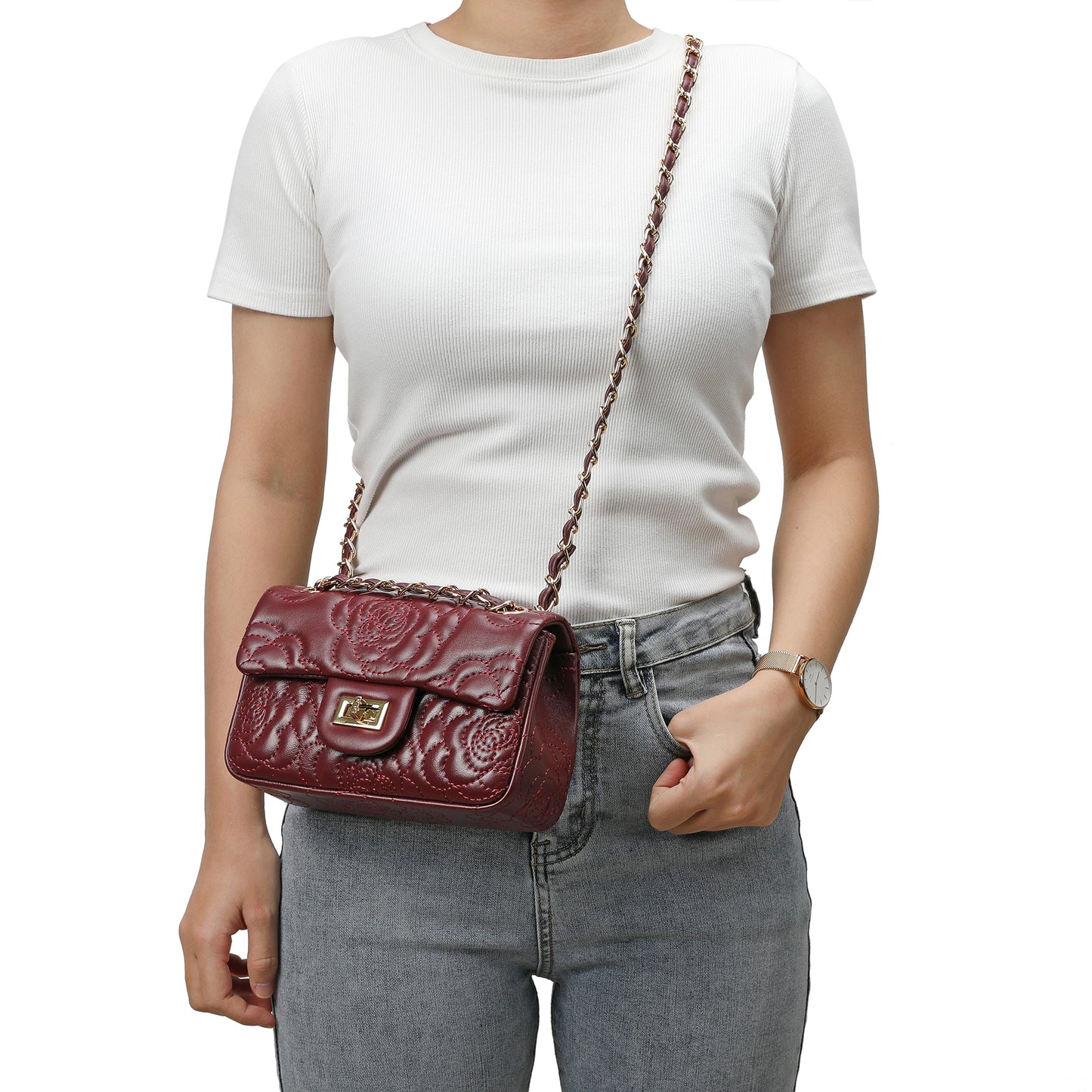 Tiffany & Fred Quilted Sheepskin Crossbody