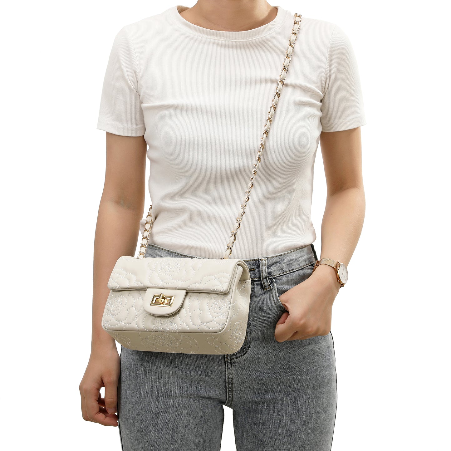Tiffany & Fred Quilted Sheepskin Crossbody