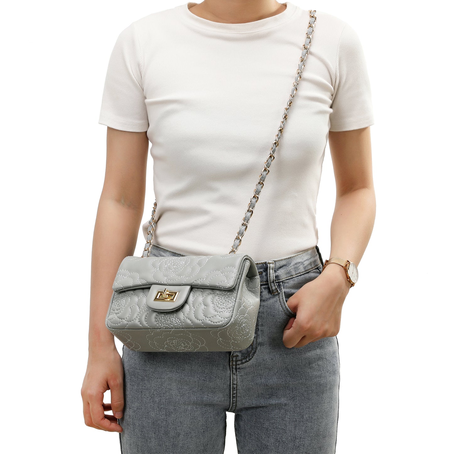 Tiffany & Fred Quilted Sheepskin Crossbody