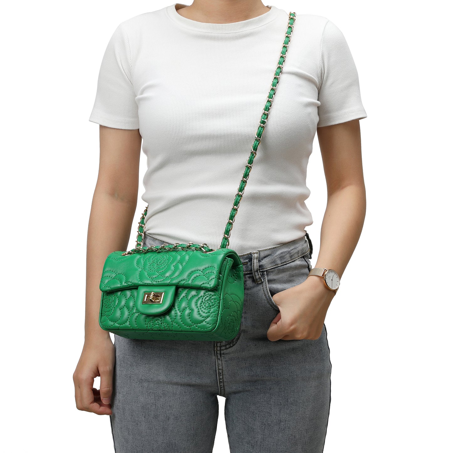 Tiffany & Fred Quilted Sheepskin Crossbody