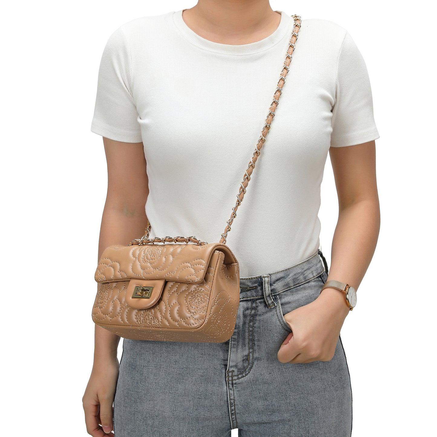 Tiffany & Fred Quilted Sheepskin Crossbody