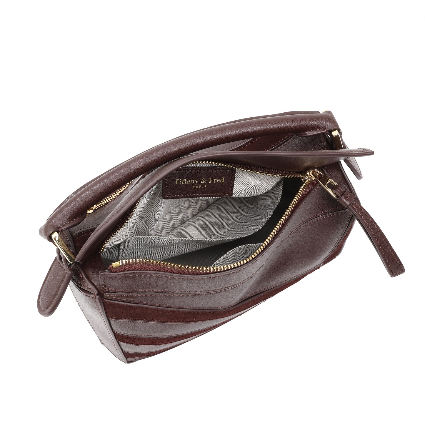 Leather Geometric Satchel with Crossbody Strap