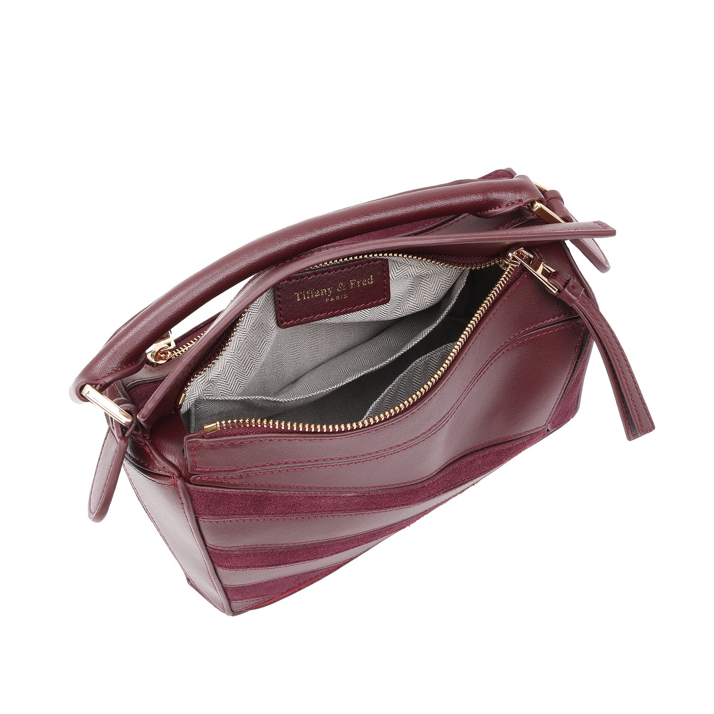 Leather Geometric Satchel with Crossbody Strap