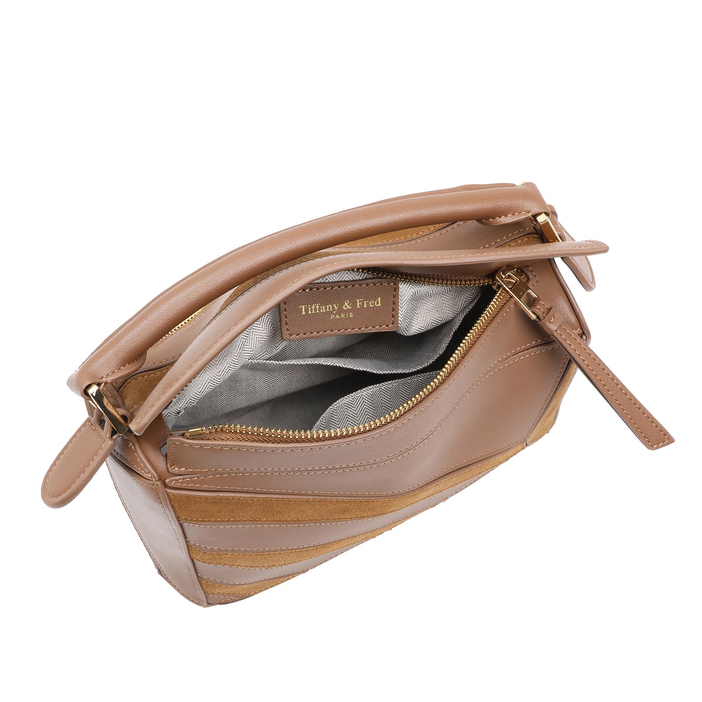 Leather Geometric Satchel with Crossbody Strap