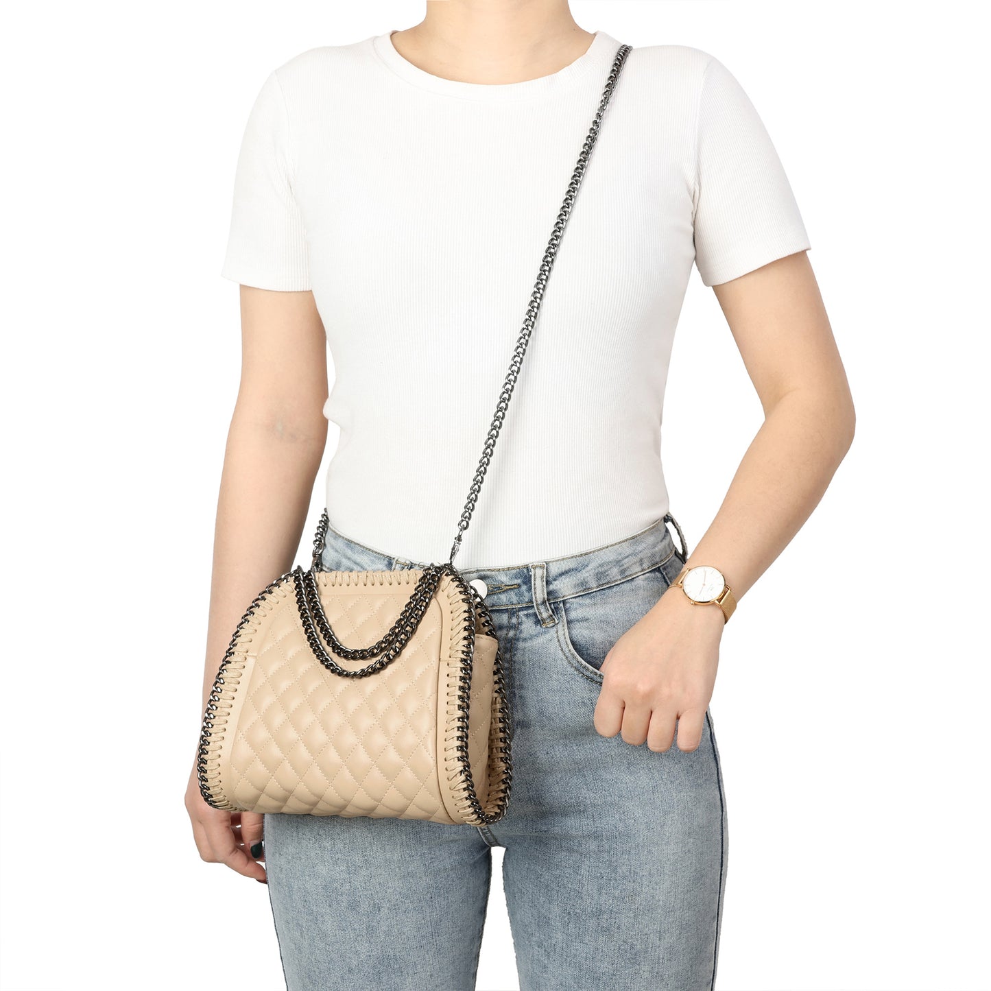 Quilted Chain Leather Shoulder Bag