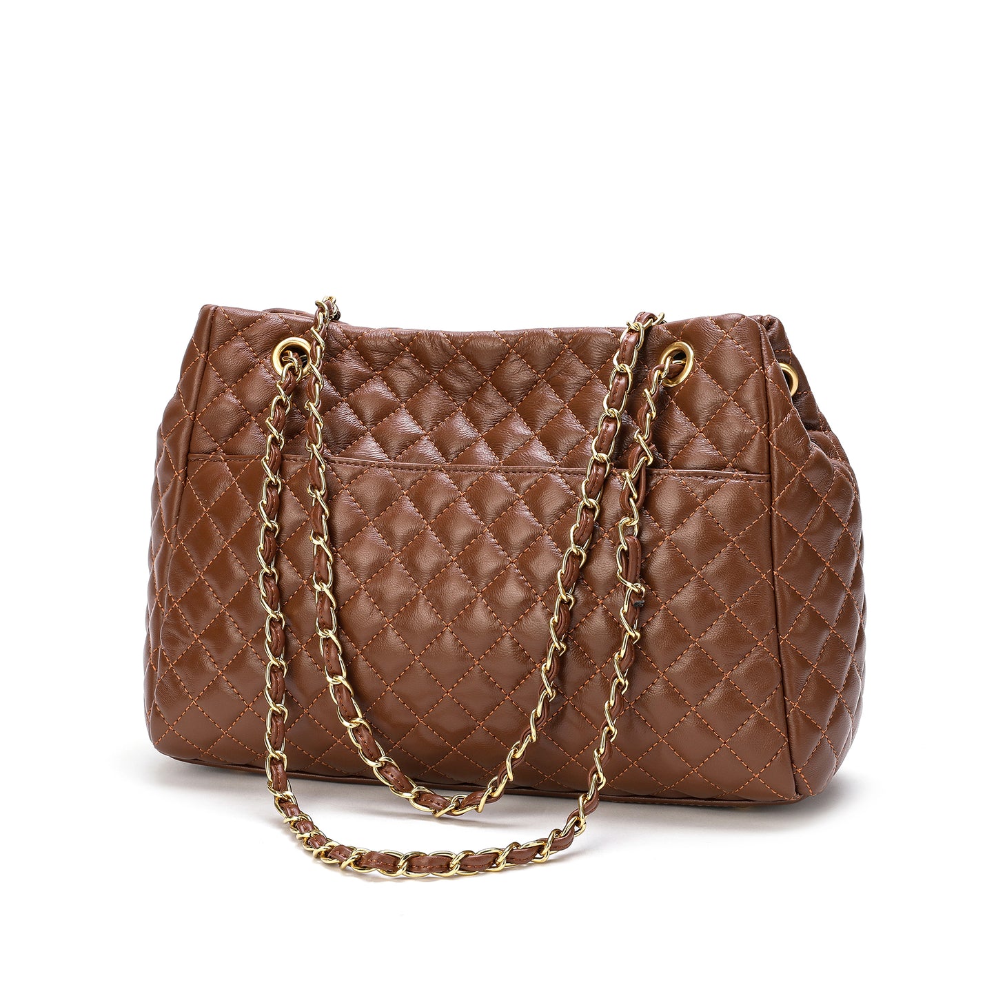 Full-Grain Quilted Sheepskin Leather Tote