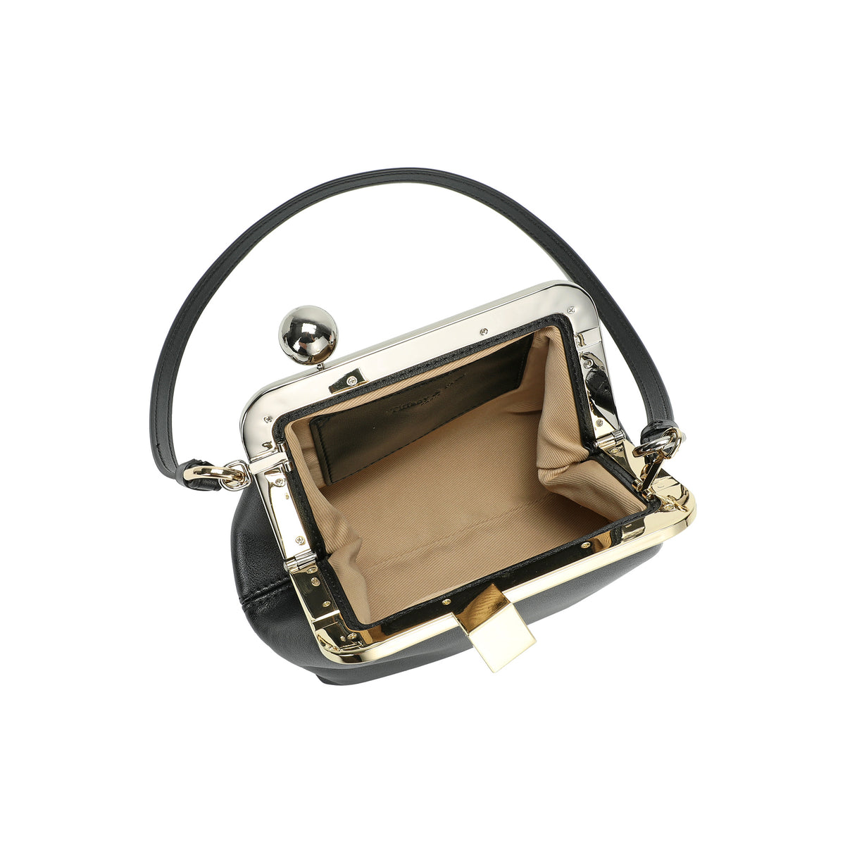 Leather Frame Shoulder Bag with Sculptural Clasp