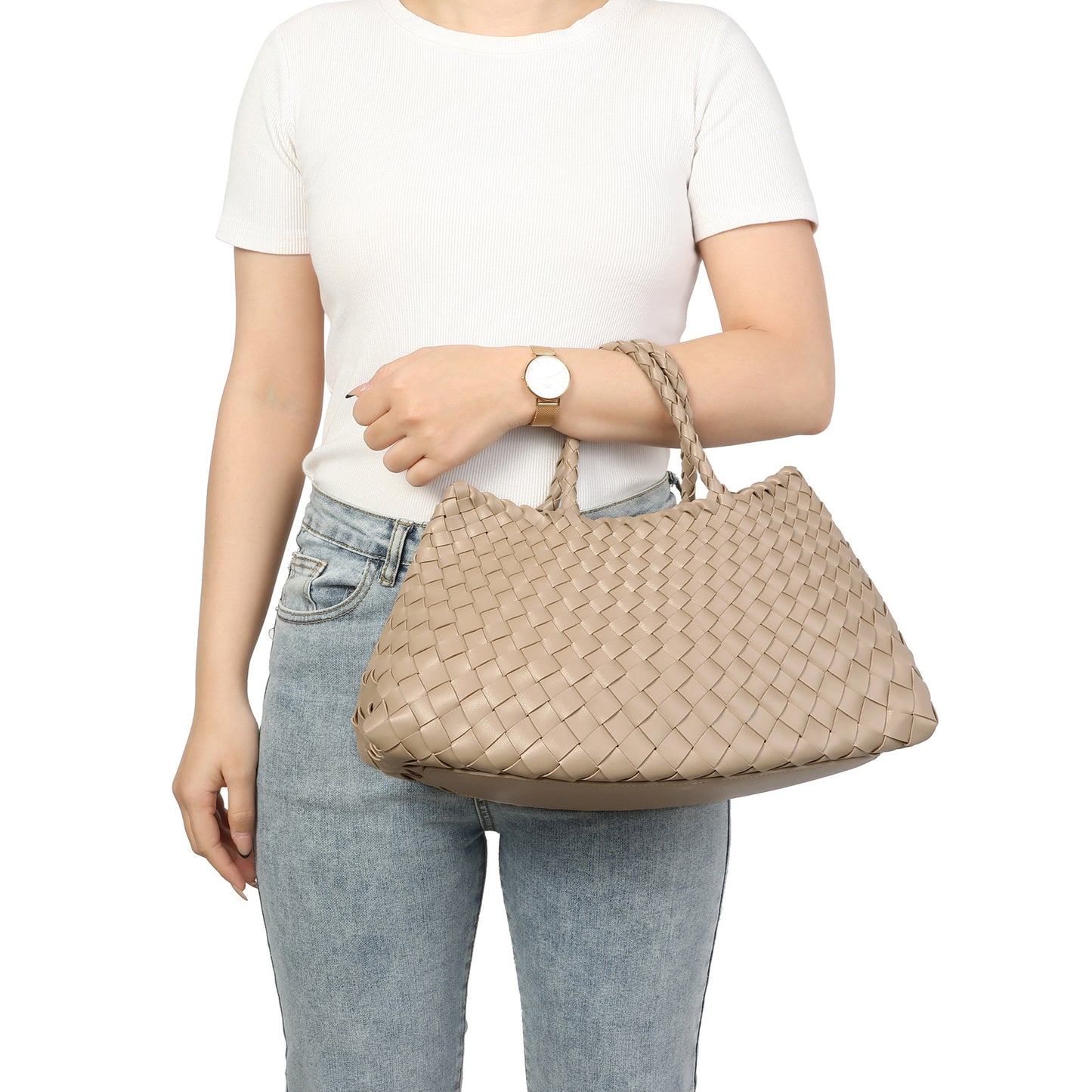 Woven Leather Tote Bag