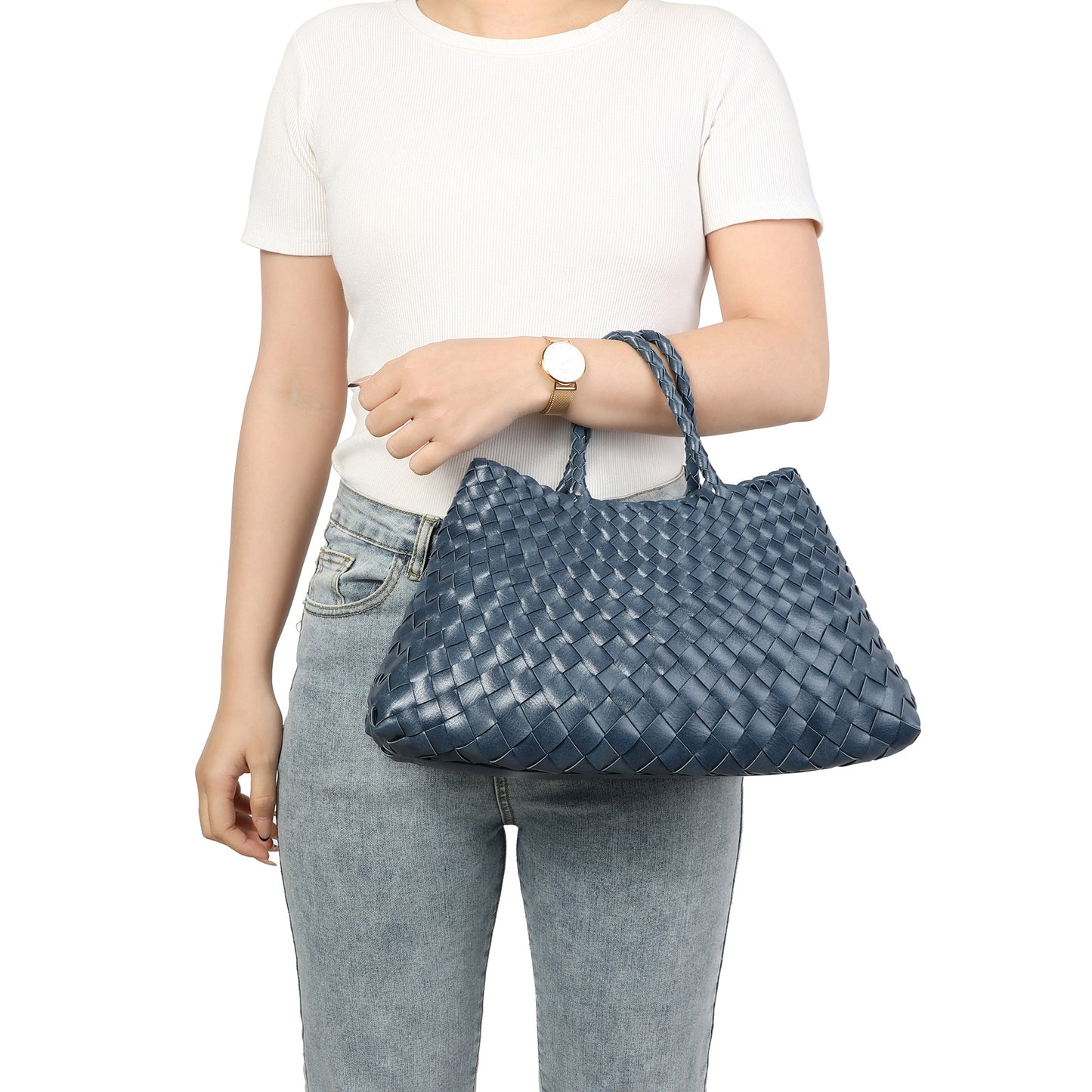 Woven Leather Tote Bag