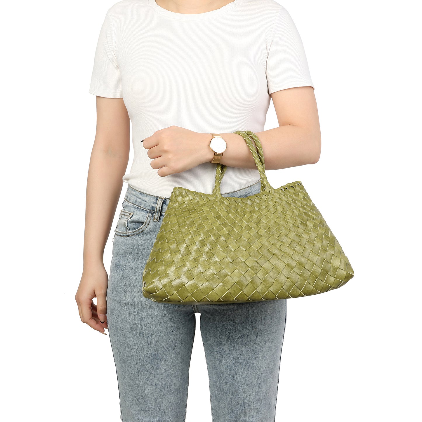 Woven Leather Tote Bag
