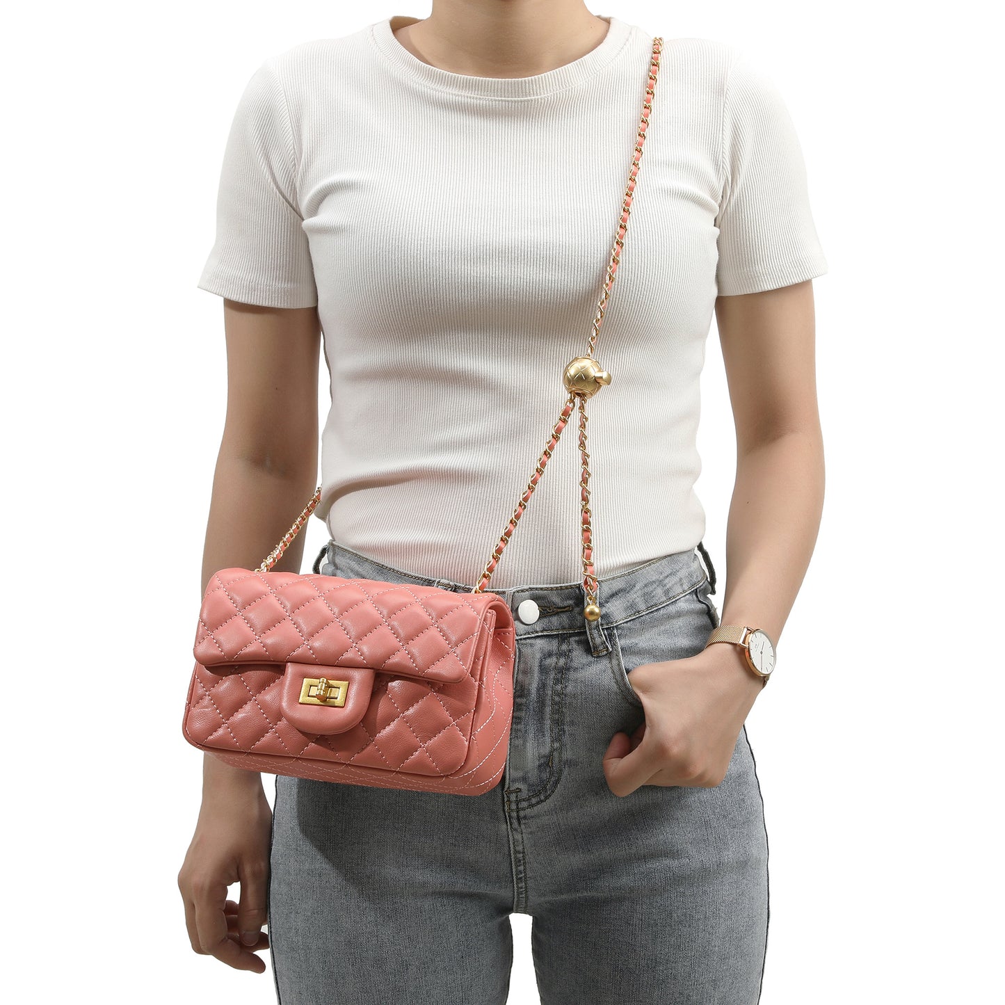 Tiffany & Fred Quilted Sheepskin Leather Crossbody Bag