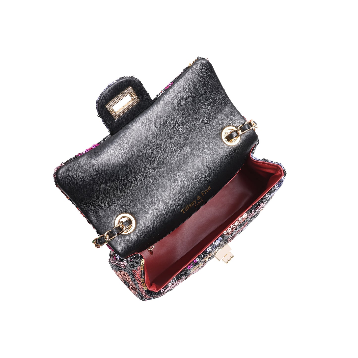 Sequin Floral Quilted Chain Crossbody