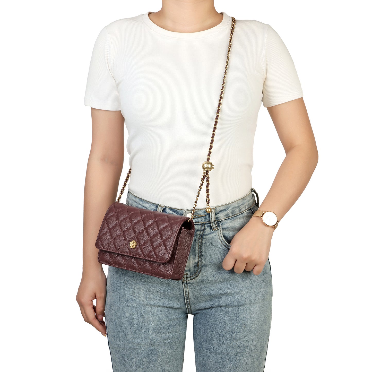 Tiffany & Fred Quilted Caviar Leather Crossbody Bag
