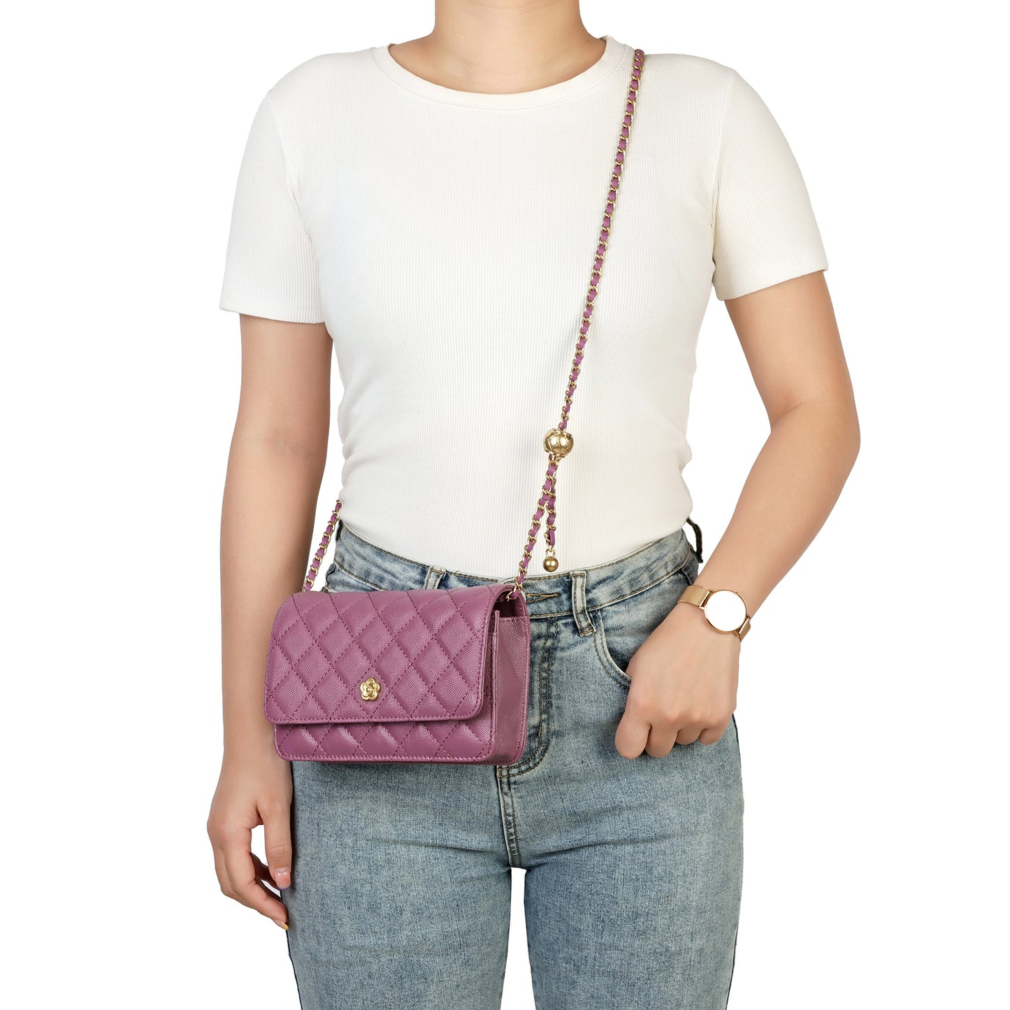 Tiffany & Fred Quilted Caviar Leather Crossbody Bag