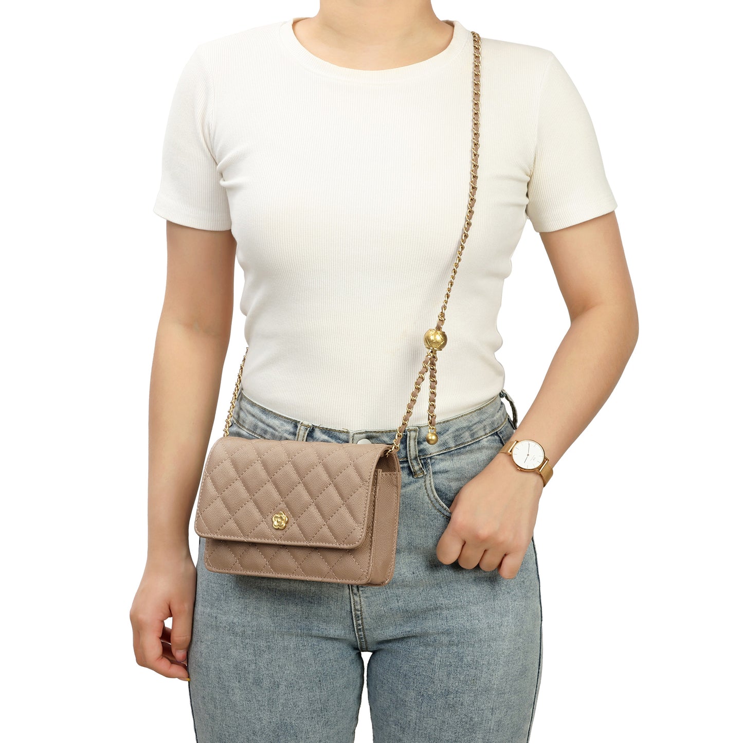 Tiffany & Fred Quilted Caviar Leather Crossbody Bag