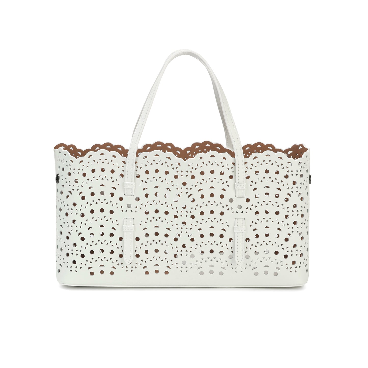 Laser-Cut Leather Tote with Scalloped Edges