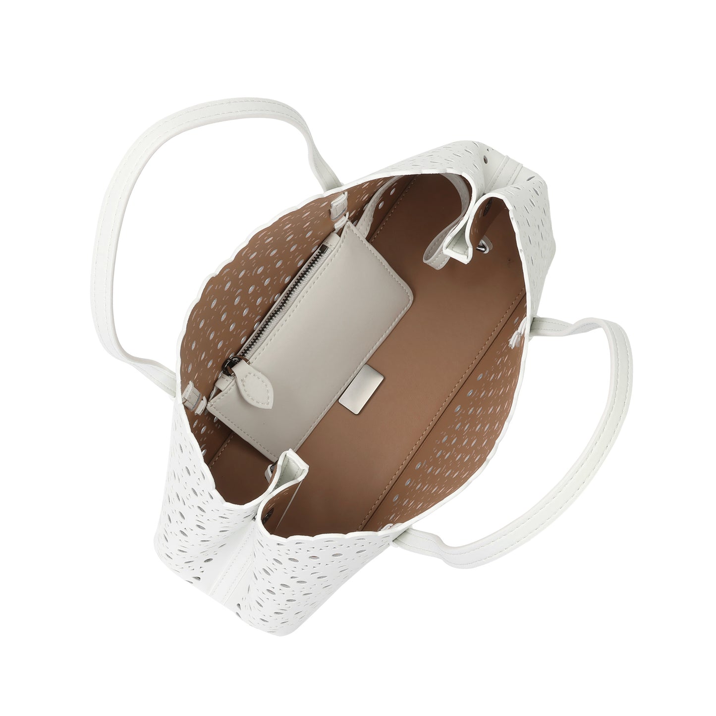 Laser-Cut Leather Tote with Scalloped Edges
