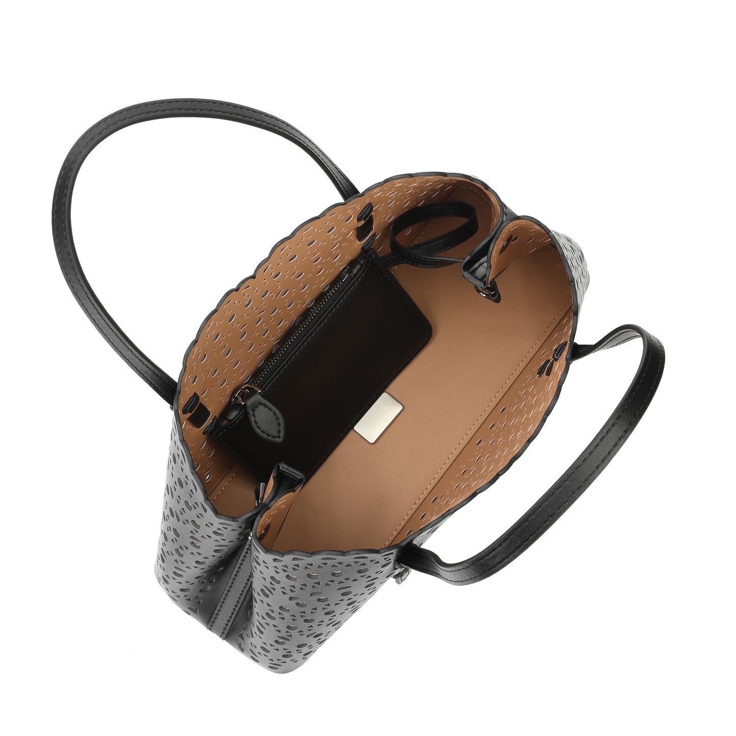 Laser-Cut Leather Tote with Scalloped Edges