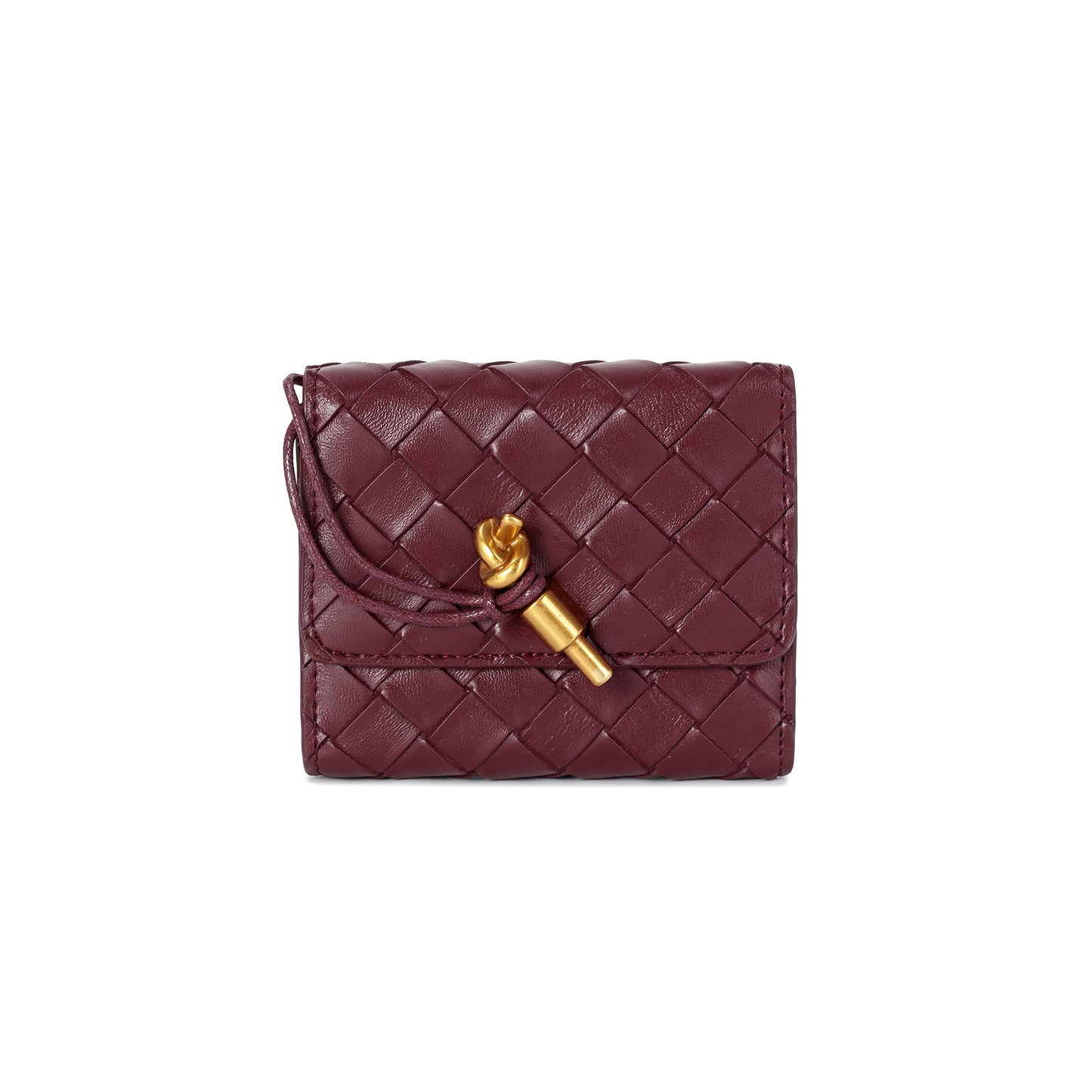 Woven Leather Compact Wallet