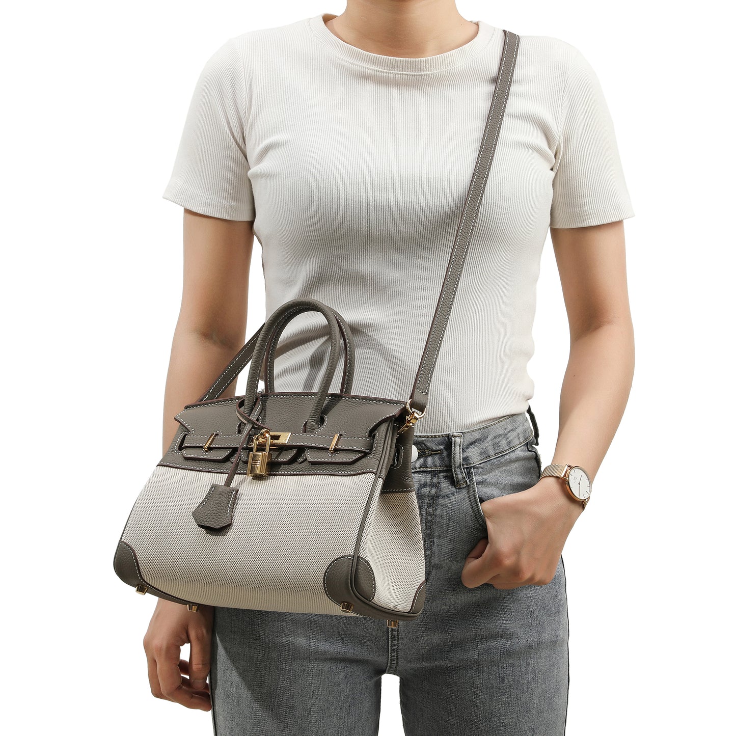 Tiffany & Fred Canvas & Leather Satchel/Shoulder Bag