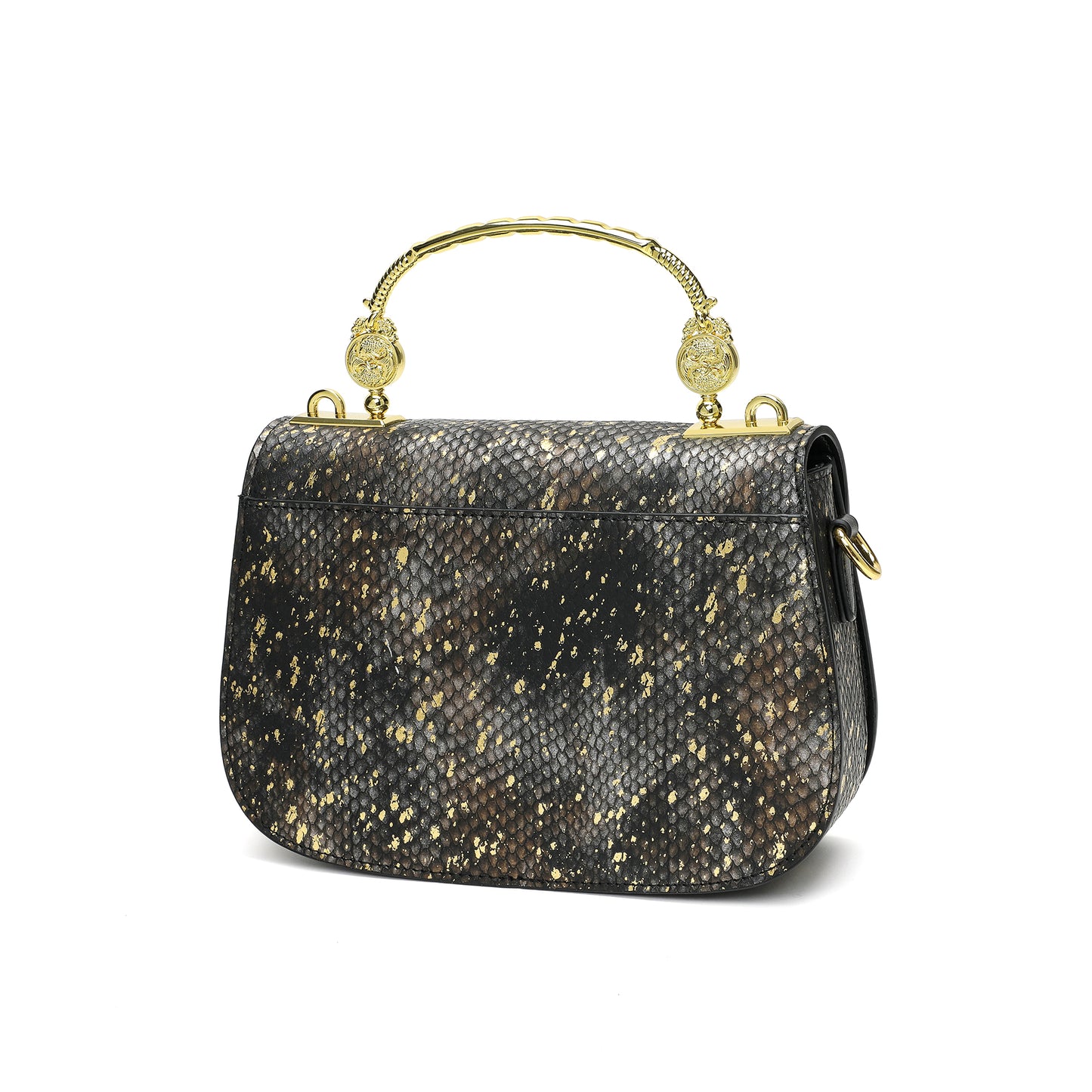 Top-Handle Snakeskin print Leather Satchel/Shoulder Bag # 2600