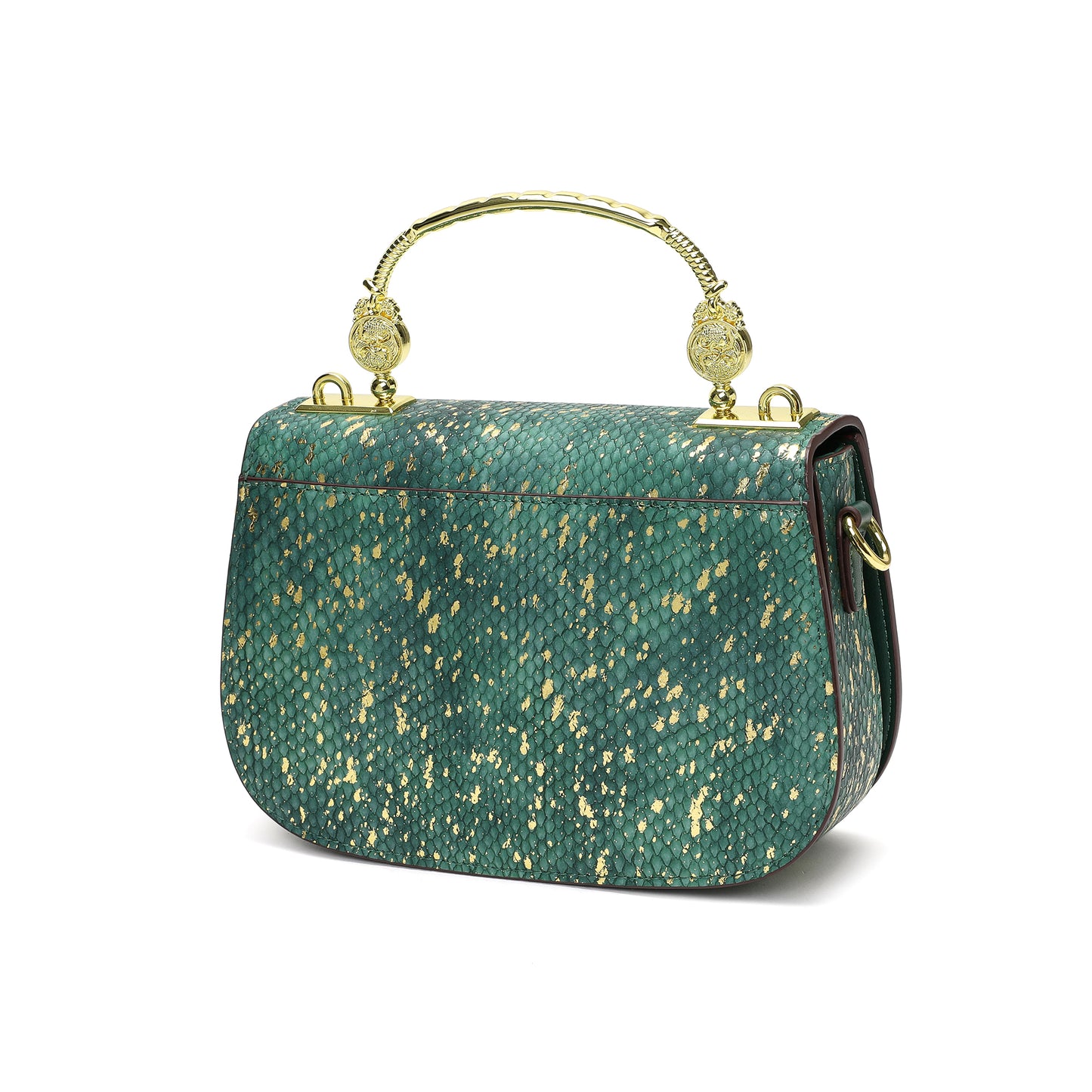 Top-Handle Snakeskin print Leather Satchel/Shoulder Bag # 2600