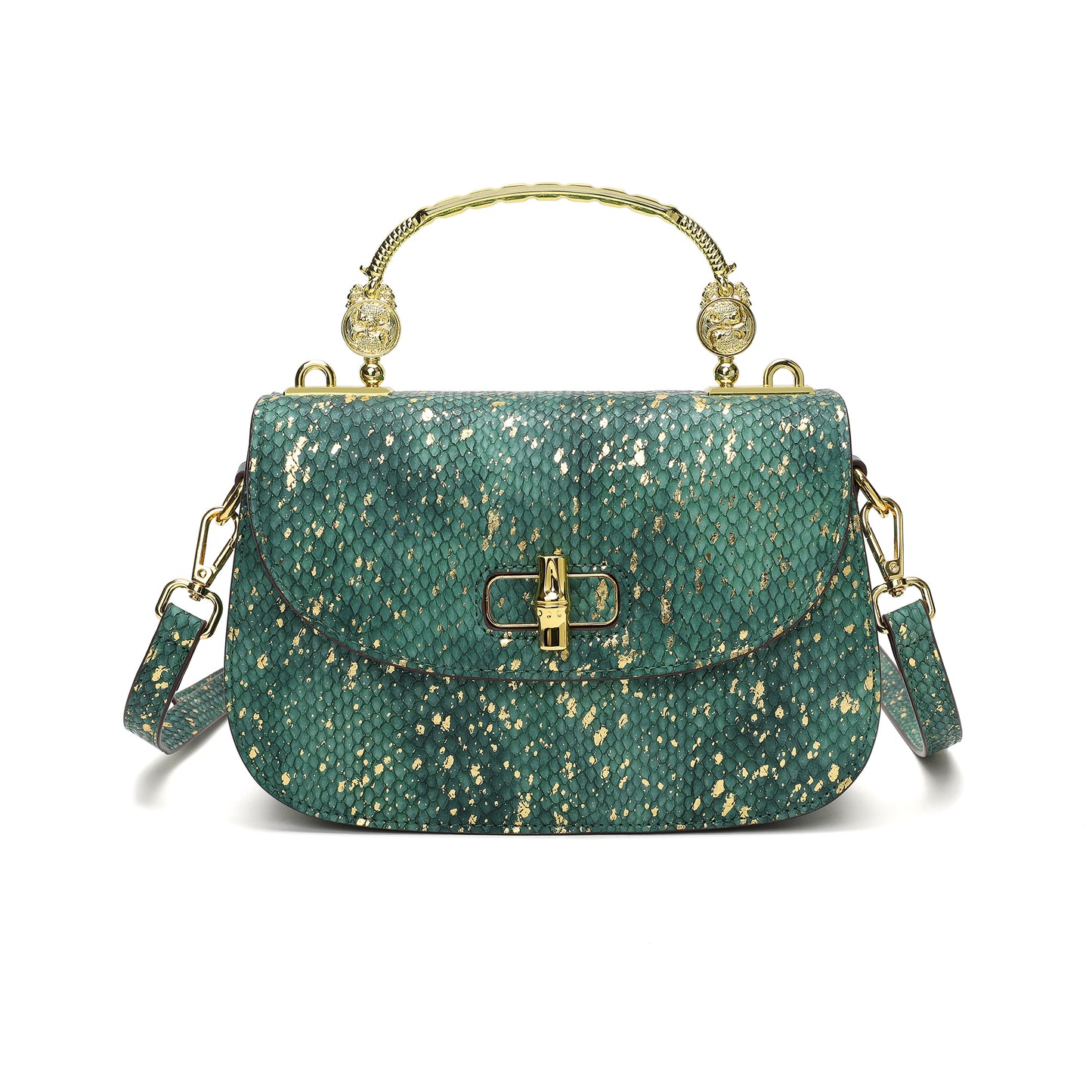 Top-Handle Snakeskin print Leather Satchel/Shoulder Bag # 2600