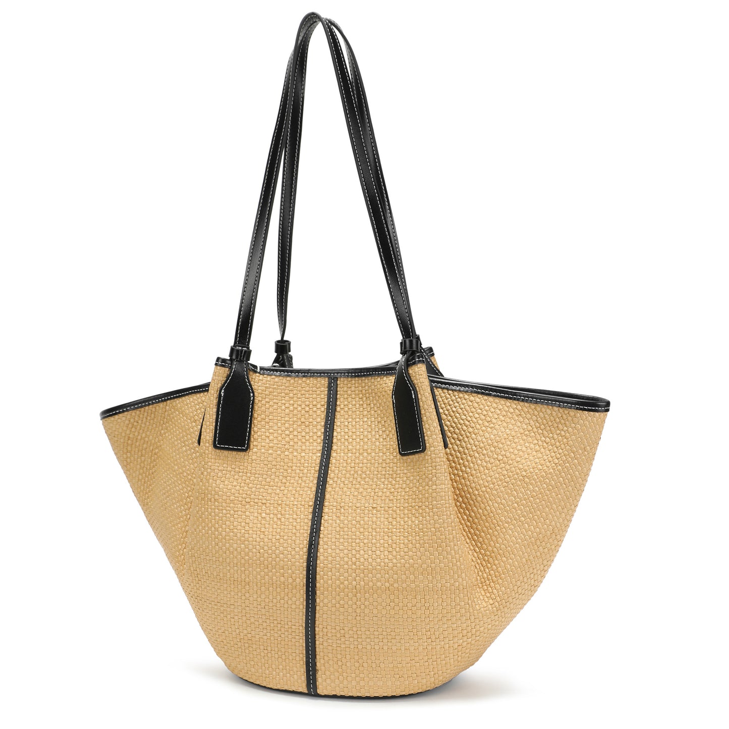 Woven Straw & Leather Trim Oversized Tote