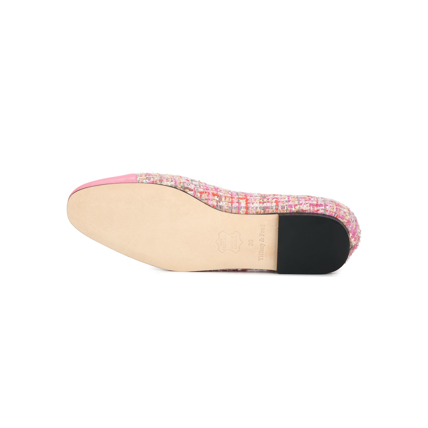 Pink Two-tone Tweed and Leather Mary Jane Flats