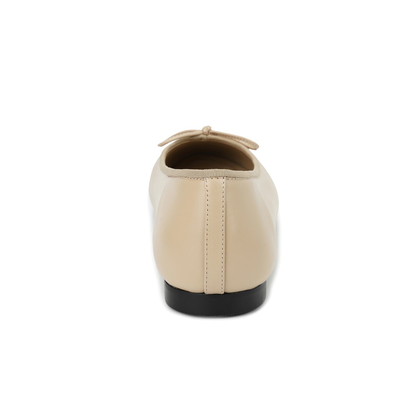 Beige/ Black Two-tone Leather Ballet Flats with Bow
