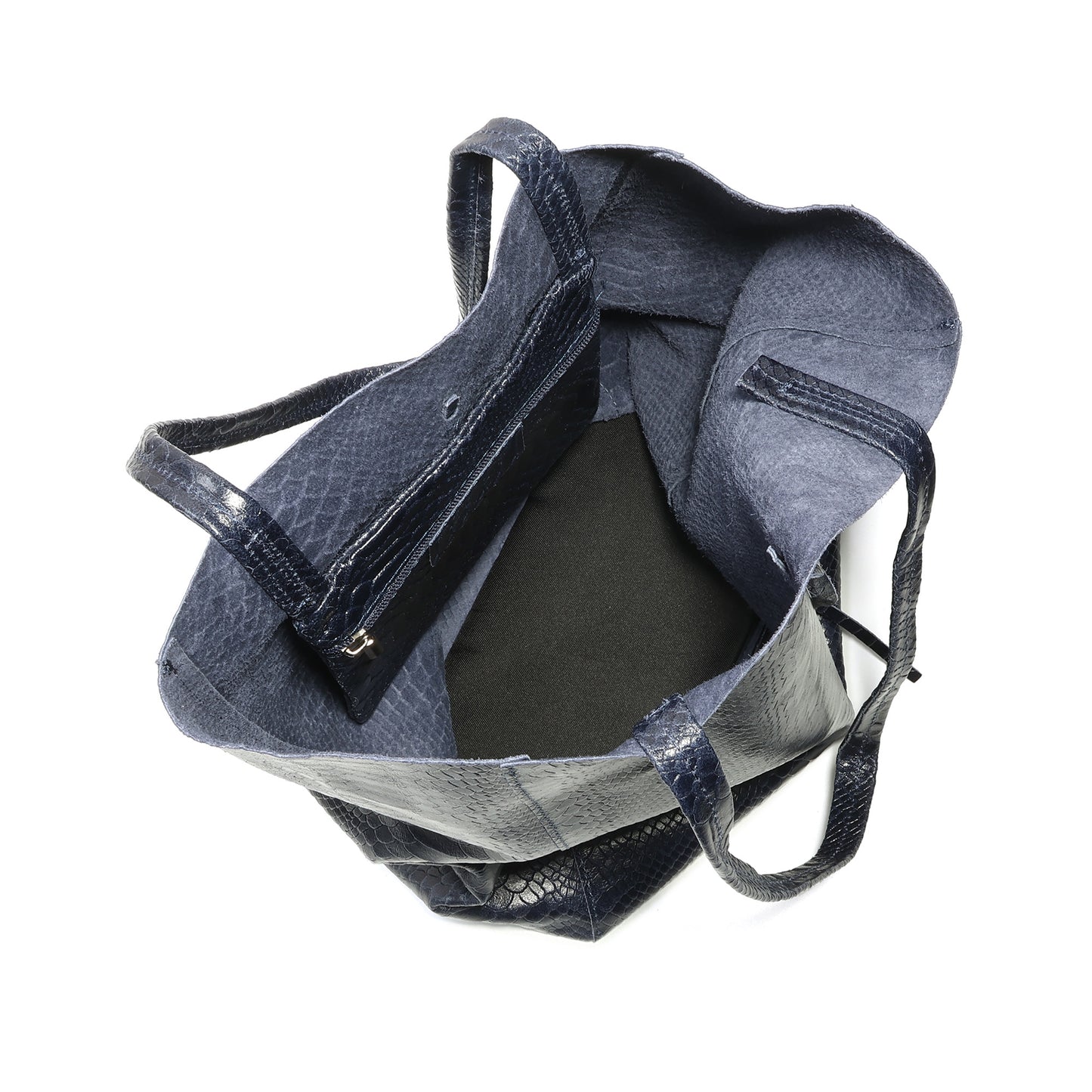 Embossed Leather Tote Bag with Top Tie Closure