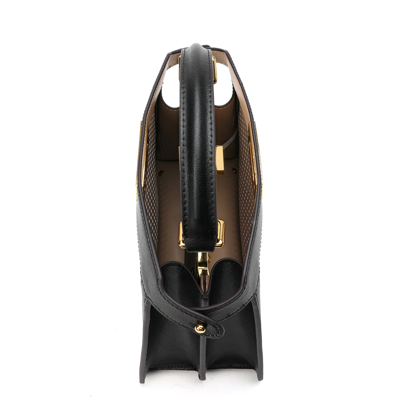 Perforated Smooth Leather Top-Handle Bag