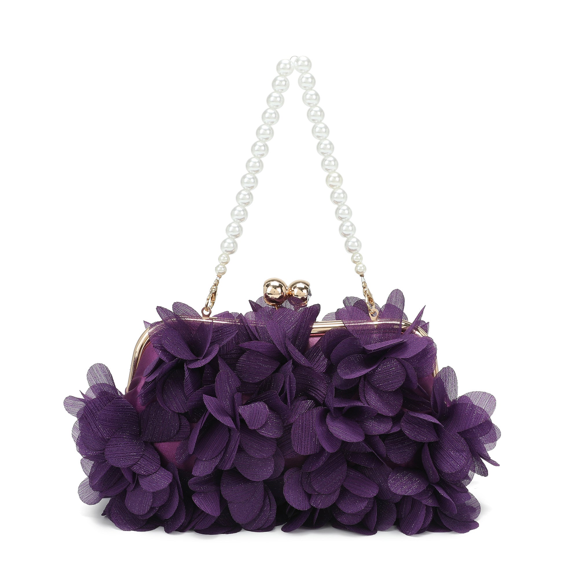 Floral Petal Evening Clutch with Pearl Handle – Tiffany & Fred Paris